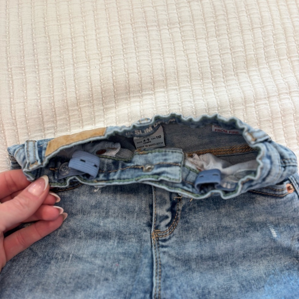 Zara Kids The Slim Denim Adjustable Waist Medium Wash Skinny Jeans Size 4-5 year - Picture 8 of 10